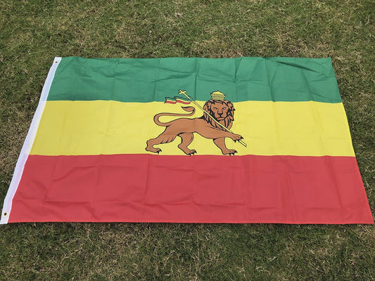 Ethiopië Vlag 90x150cm met Leeuw van Juda - Hoge Kwaliteit Polyester