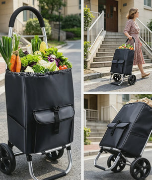 Draagbare Boodschappentrolley 45L - Opvouwbaar, Waterdicht & Klimmend