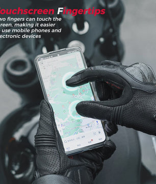 KEMIMOTO Motorhandschoenen Zomer - Ademend Leer met Carbon Bescherming & Touchscreen