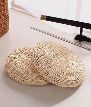 Ronde Tatami Meditatiekussen van Maïsschillen en Stro - Japans Design (30/40cm)