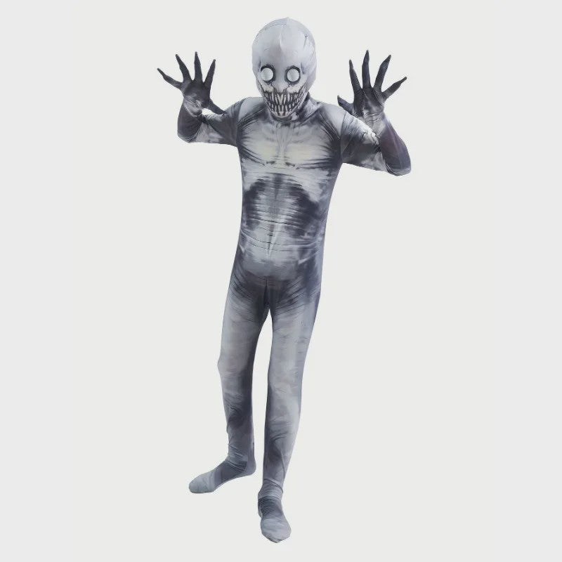 Kinder Halloween Kostuum Grim Reaper Skelet met Print - Horror Jumpsuit voor Feestjes en Optredens