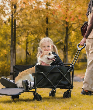 Uitklapbare Kampeerwagen Trolley - 150L, 75kg, 360° Wielen, Verstelbare Handgreep - Ideaal voor Strand, Tuin & Boodschappen