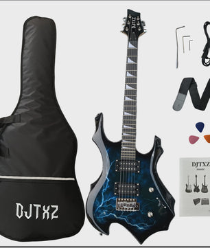 Elektrische Gitaar met Bliksemprint - Eye-Catcher voor Rockmuzikanten, Inclusief Pro Setup