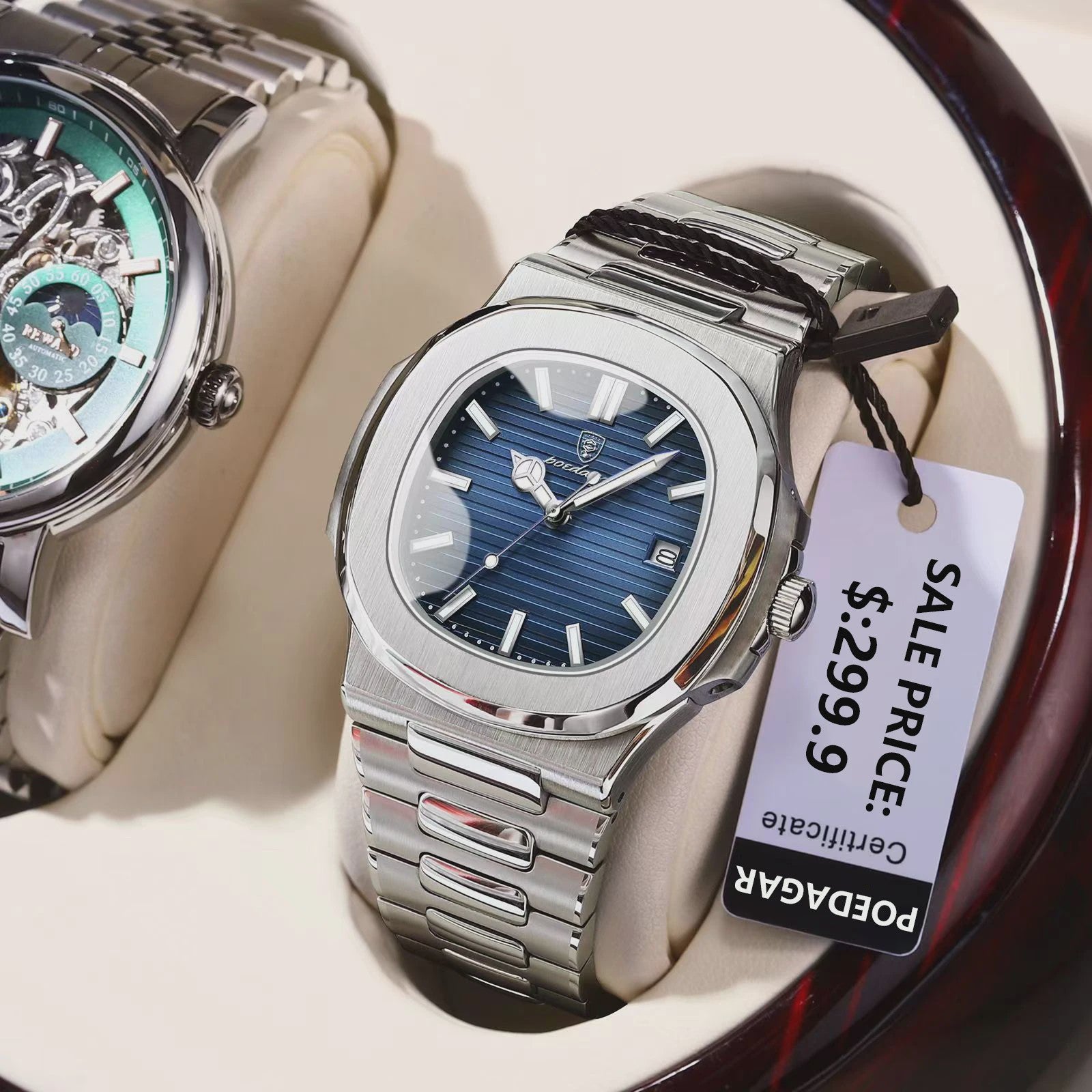 POEDAGAR Luxe Herenhorloge - RVS, Waterdicht, Lichtgevend & Datumfunctie