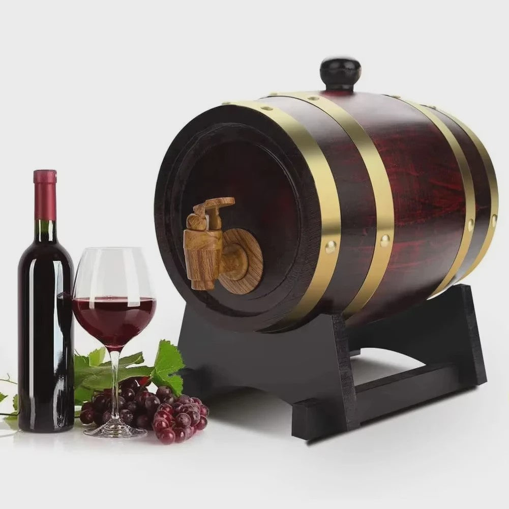 Houten Wijnvat 1L, 1.5L, 3L - Vintage Eiken Vat voor Wijn, Whiskey & Bier - Decoratie