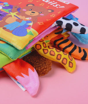 Interactief Stoffen Babyboek met Staartjes - Leerzaam en Veilig Speelgoed