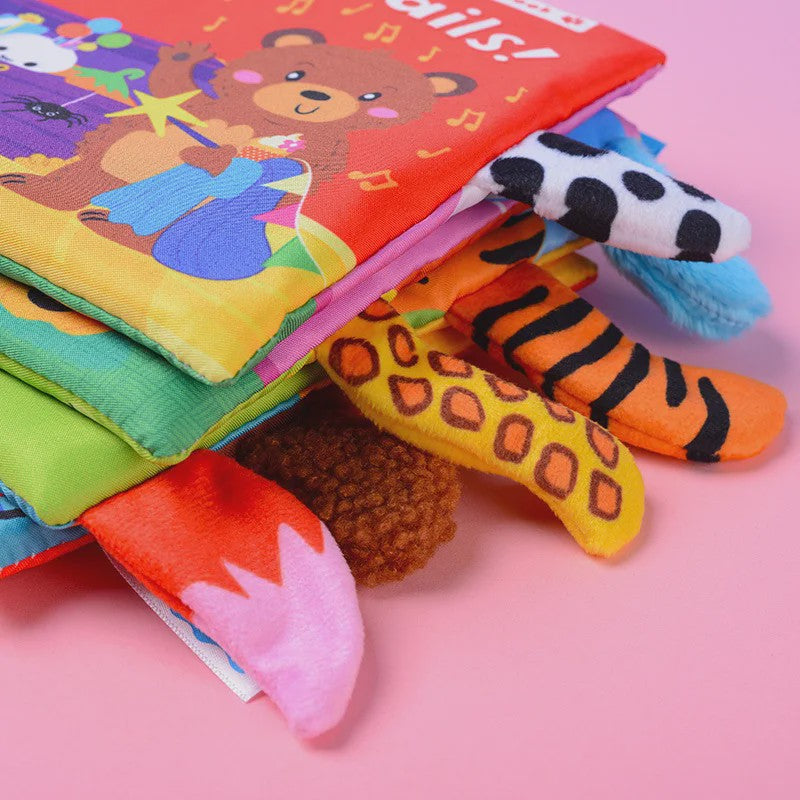Interactief Stoffen Babyboek met Staartjes - Leerzaam en Veilig Speelgoed