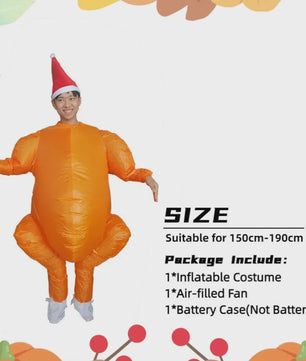 Opblaasbaar Kalkoen Kostuum met Kerstmuts - Grappig Jumpsuit voor Feestjes