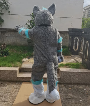 Luxe Grijze Wolf Husky Fursuit Mascotte Kostuum voor Volwassenen