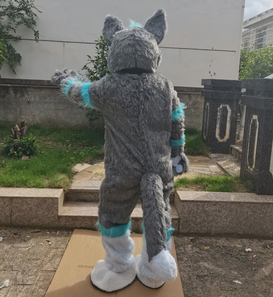 Luxe Grijze Wolf Husky Fursuit Mascotte Kostuum voor Volwassenen