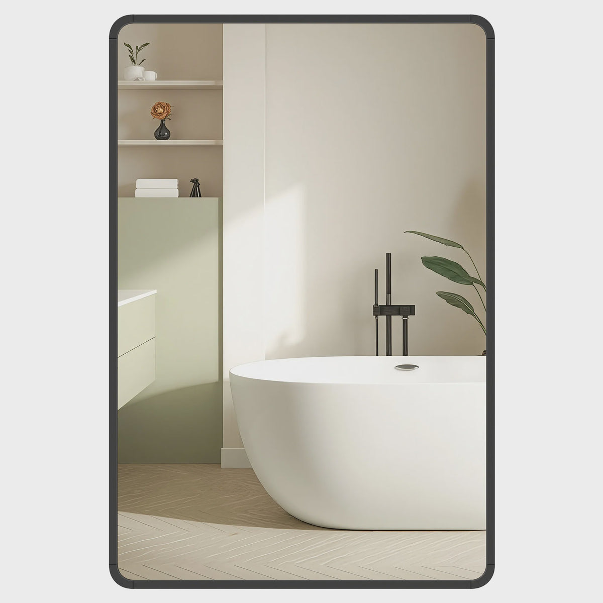 Rechthoekige Wandspiegel met Aluminium Frame en Veiligheidsglas - 61x91 cm