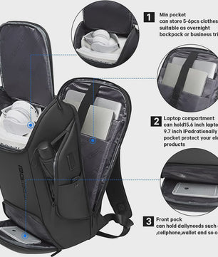 BANGE Smart Business Rugzak met USB-poort - Waterdicht, Geschikt voor 15.6" Laptop