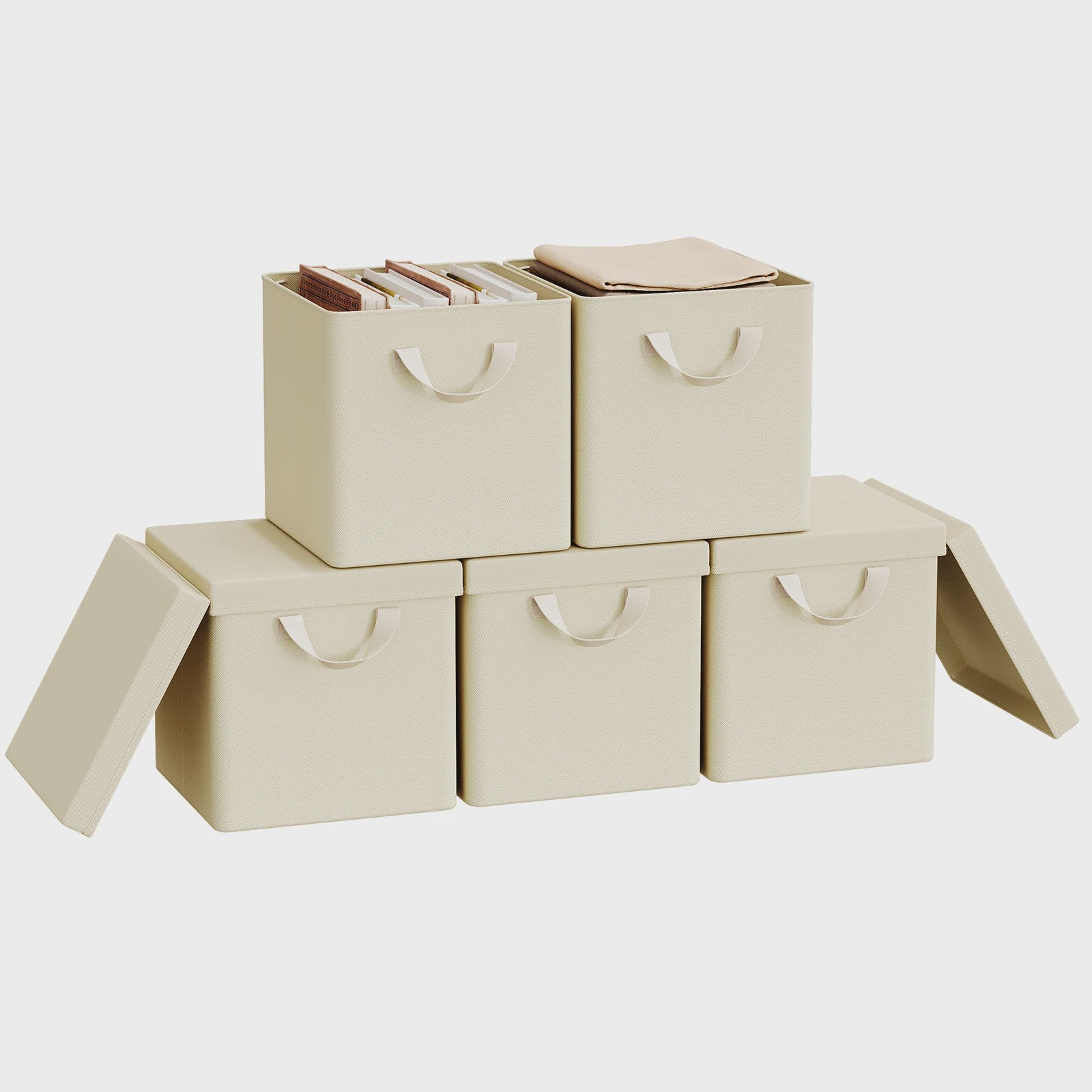 Opvouwbare Opbergbox met Deksel - Set van 3 of 5 - Stoffen Organizer voor Kleding en Speelgoed