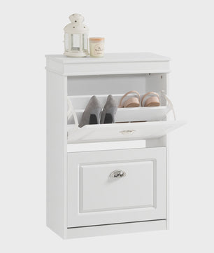 Stijlvolle Schoenenkast met 2 Klepkasten en 4 Opbergvakken - 54x83x24cm
