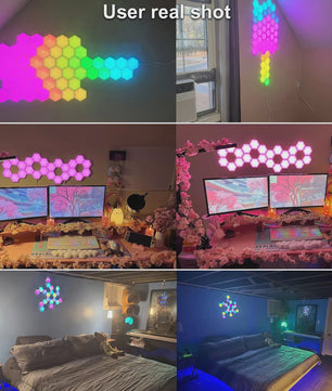 Slimme Hexagon LED Wandlampen met App & Muziek Sync - RGB Kleuren, DIY Ontwerp