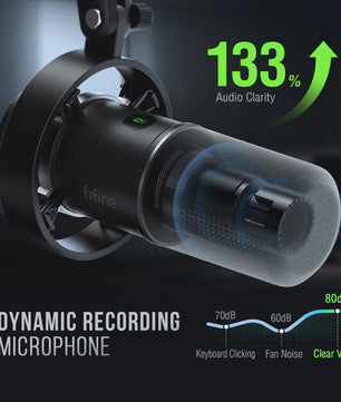 FIFINE K688 Dynamische Microfoon: USB/XLR, Touch-Mute, Volumeregeling & Koptelefoonaansluiting