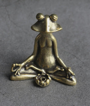 Meditatie Kikker Beeldje Antiek Messing - Wierookhouder & Zen Decoratie