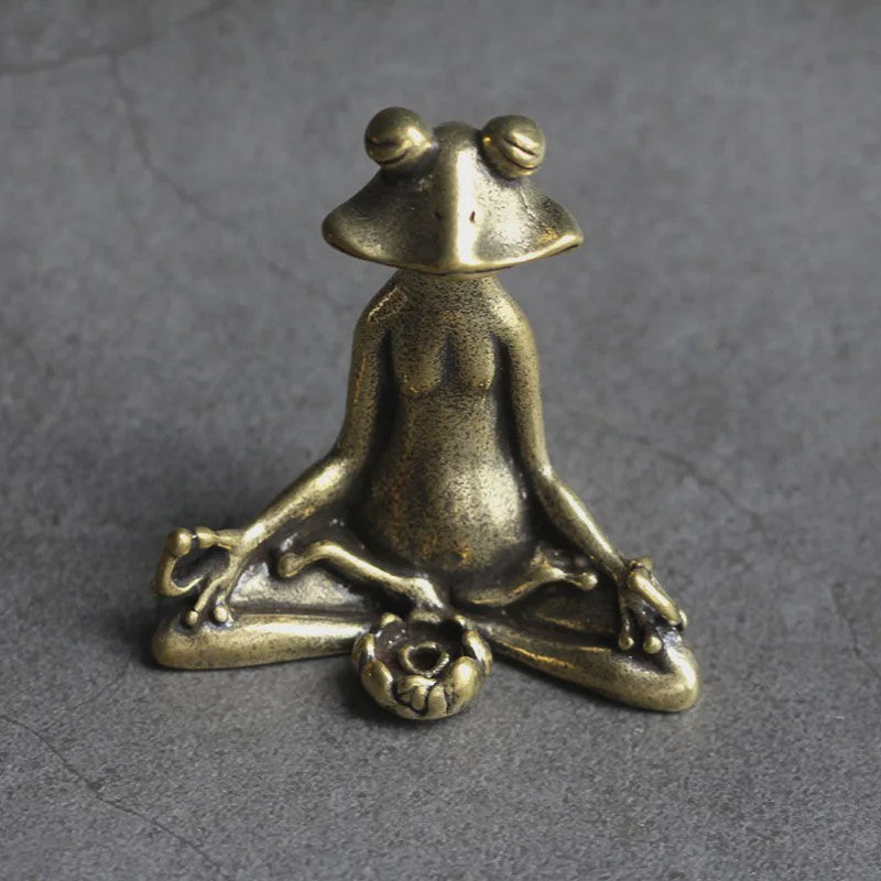 Meditatie Kikker Beeldje Antiek Messing - Wierookhouder & Zen Decoratie