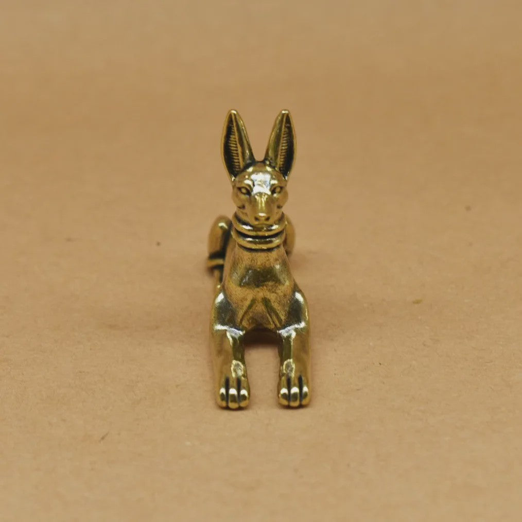 Vintage Messing Beeldje Egyptische Farao Hond - Decoratief Kunstobject voor Huis, Kantoor of Boekenplank