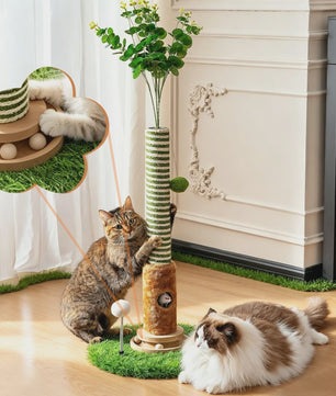 Luxe Kattenkrabpaal met Hangende Bal en Speeltoren - Natuurlijk Sisal Touw