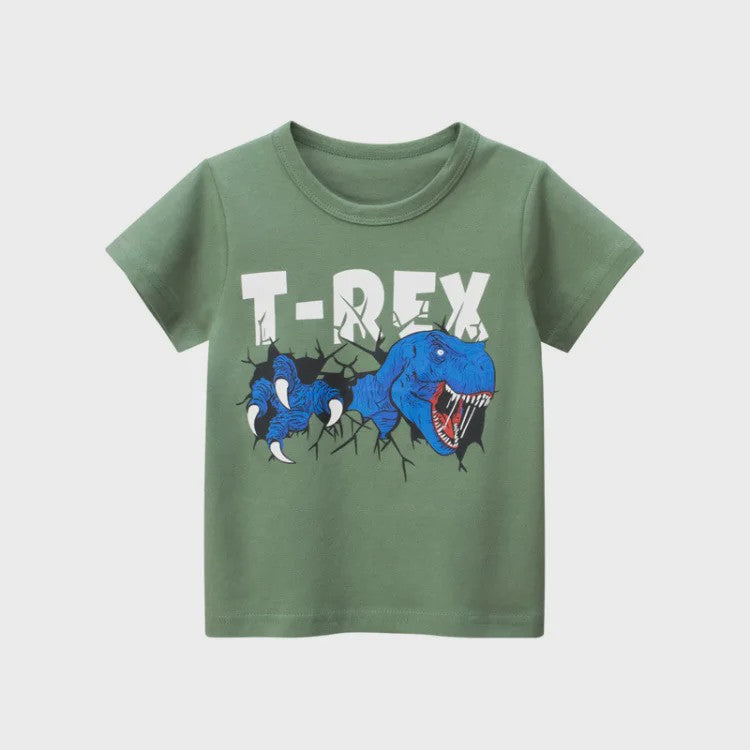 Zomer T-shirts Jongens 2-8 Jaar - Katoen, Korte Mouw met Leuke Prints