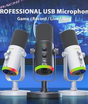 Professionele USB/XLR Microfoon met Touch Mute, RGB Verlichting & Koptelefoonaansluiting - Ideaal voor Gaming, Streaming & PC