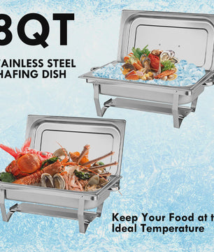 RVS Bain-Marie Set 8QT - Buffet Warmer voor Feesten, Catering & Bruiloften (2/4/6 Stuks)