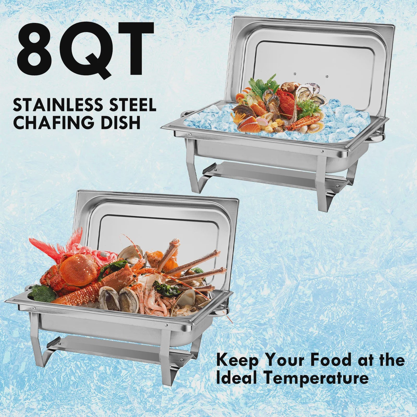 RVS Bain-Marie Set 8QT - Buffet Warmer voor Feesten, Catering & Bruiloften (2/4/6 Stuks)