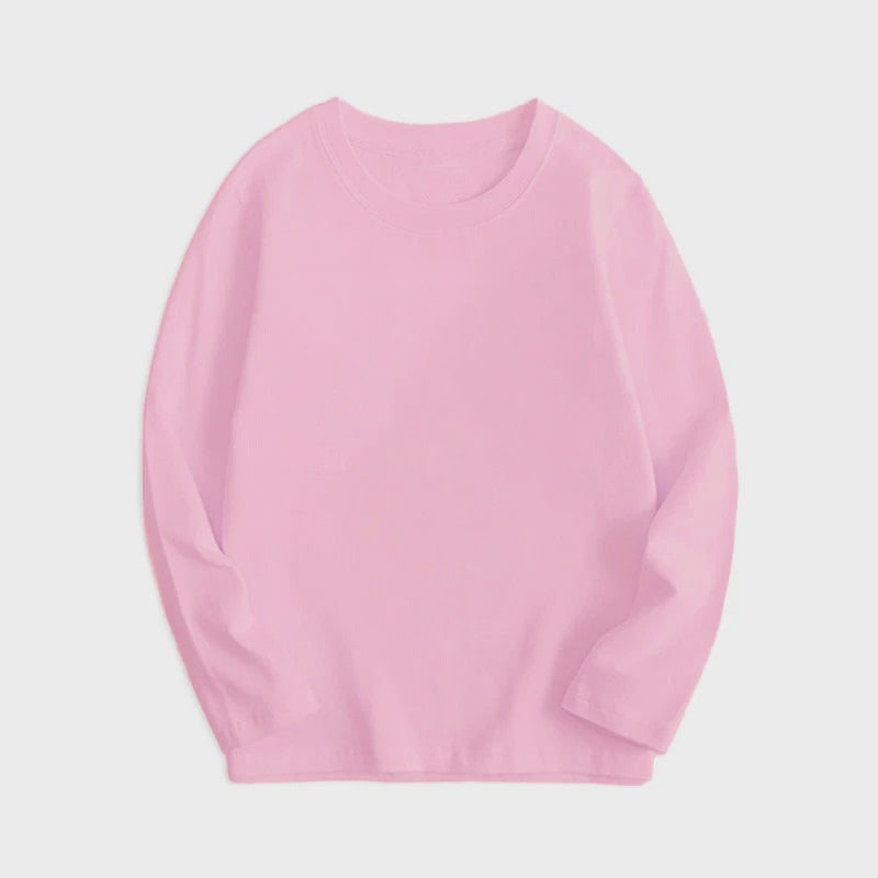 Kinder T-shirt met Lange Mouwen van Katoen - Uni Kleur Basis T-shirt voor Jongens en Meisjes - Perfect voor de Lente