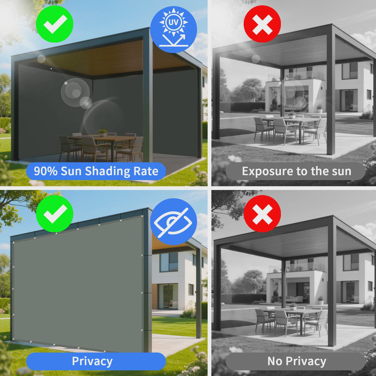 Waterdicht UV-Beschermend Schaduwdoek met Oogjes - Veelzijdig voor Tuin, Camping & Terras