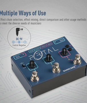SONICAKE Portal QDS-06: 3-Kanaals Gitaar Effecten Pedaal met ABY Line Selector & Mixer