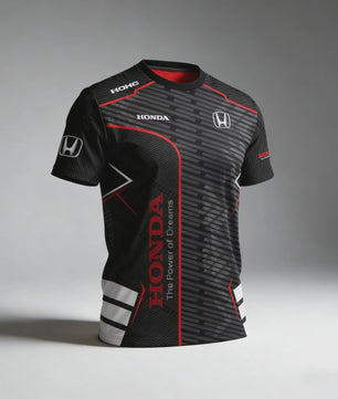 Honda Racing T-shirt Heren - Sportief & Trendy Kort Rood/Zwart
