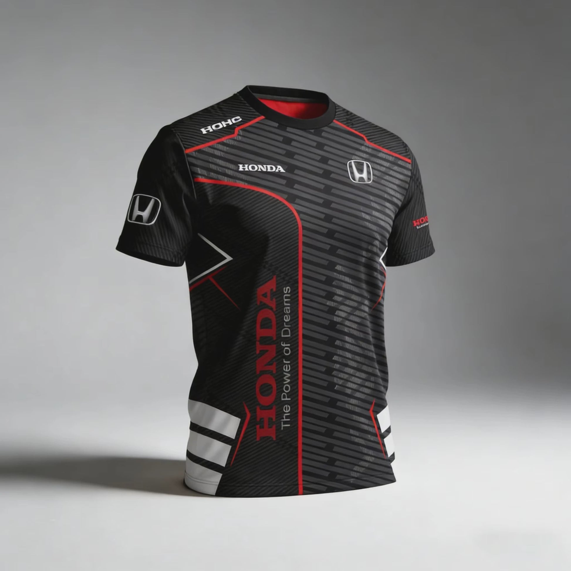 Honda Racing T-shirt Heren - Sportief & Trendy Kort Rood/Zwart