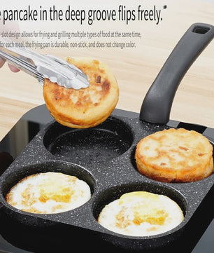 4-in-1 Koekenpan met Anti-aanbaklaag voor Eieren en Pannenkoeken