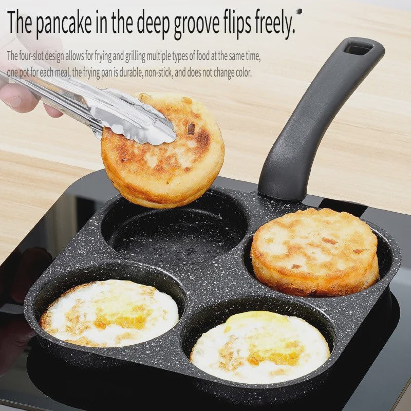 4-in-1 Koekenpan met Anti-aanbaklaag voor Eieren en Pannenkoeken