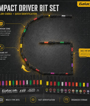 Galacok 13-delige Set Schroefbits: Impact, Magnetisch, Kleurgecodeerd