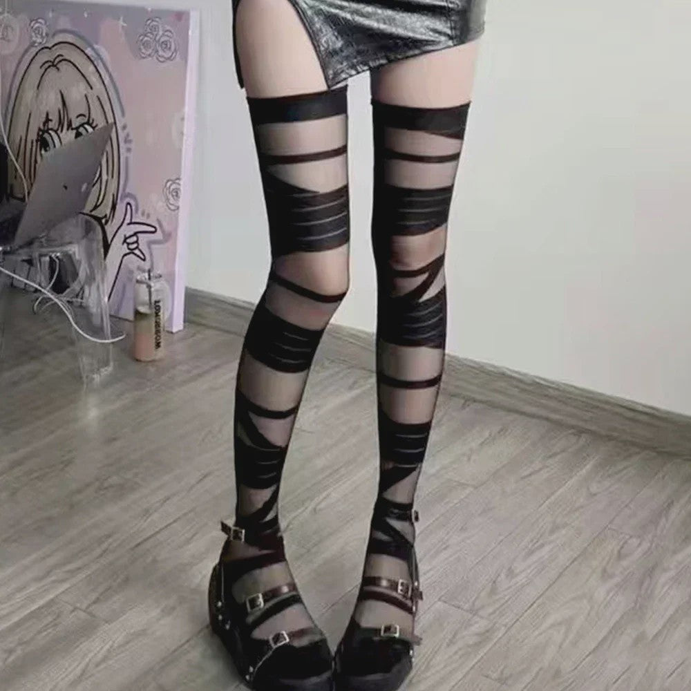 Dames Kniekousen met Bandage en Streep - Y2K, Lolita & Sexy Stijl