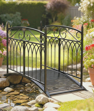 Outsunny Metalen Tuinbrug Barok Stijl - 91cm Hoog, 100kg Draagvermogen