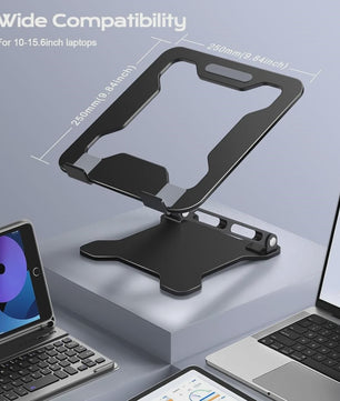 Verstelbare Aluminium Laptop & Tablet Stand - Draagbaar, Opvouwbaar & Koelend