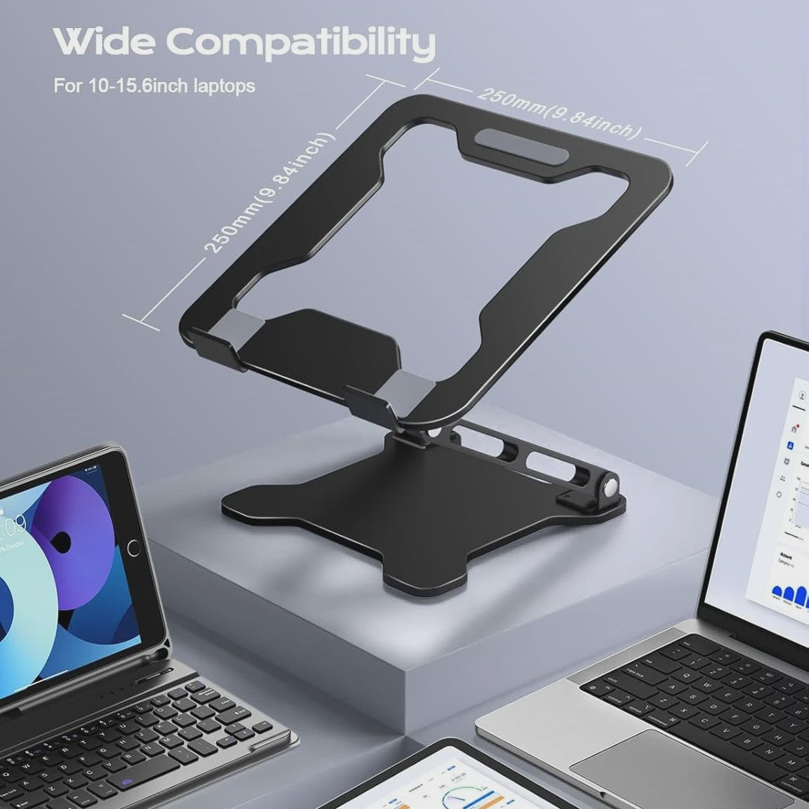 Verstelbare Aluminium Laptop & Tablet Stand - Draagbaar, Opvouwbaar & Koelend