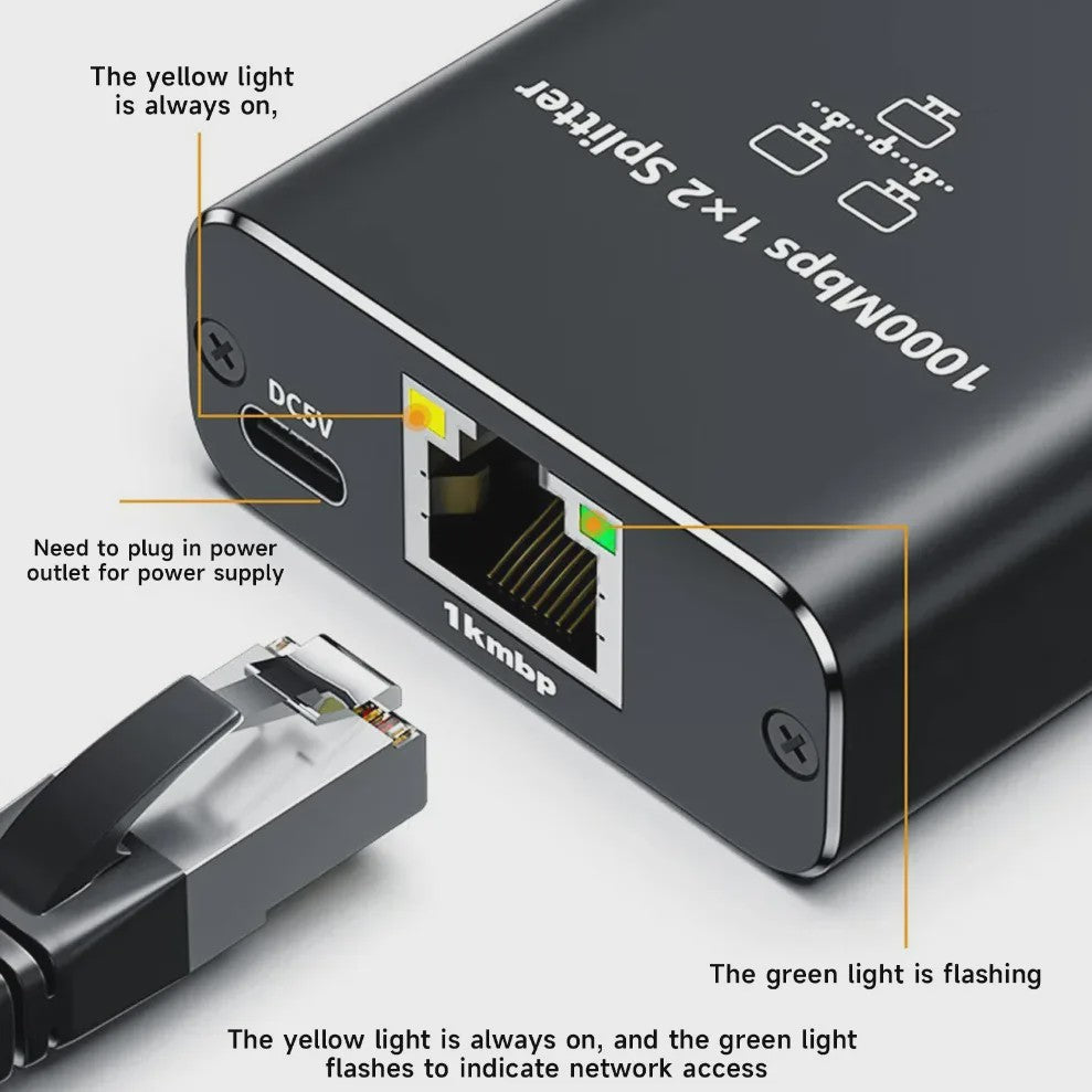 Gigabit Ethernet Switch Splitter 1x2, 1x3, 1x4 - 1000Mbps RJ45 LAN Netwerk Adapter