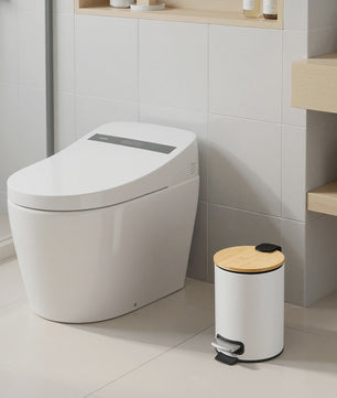 SONGMICS Bamboe Pedaalemmer - Stijlvolle Afvalbak met Deksel voor Badkamer & Kantoor (3L)