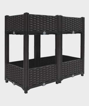 Verhoogd Plantenbed Dubbellaags in Rotan Look - Verticaal Tuinieren voor Balkon & Tuin