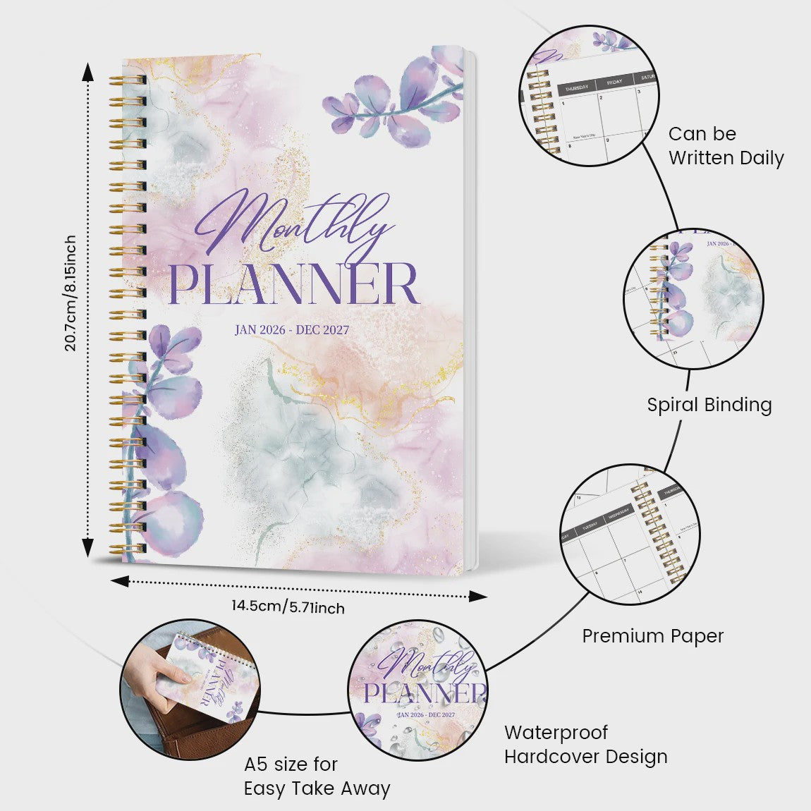 A5 Planner 2026-2027: Week- en Maandoverzicht, Spiraalbinding - Ideaal voor School & Kantoor