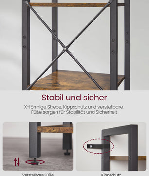 Schoenenrek met 10 vakken, smal en hoog, stalen frame, industrieel design