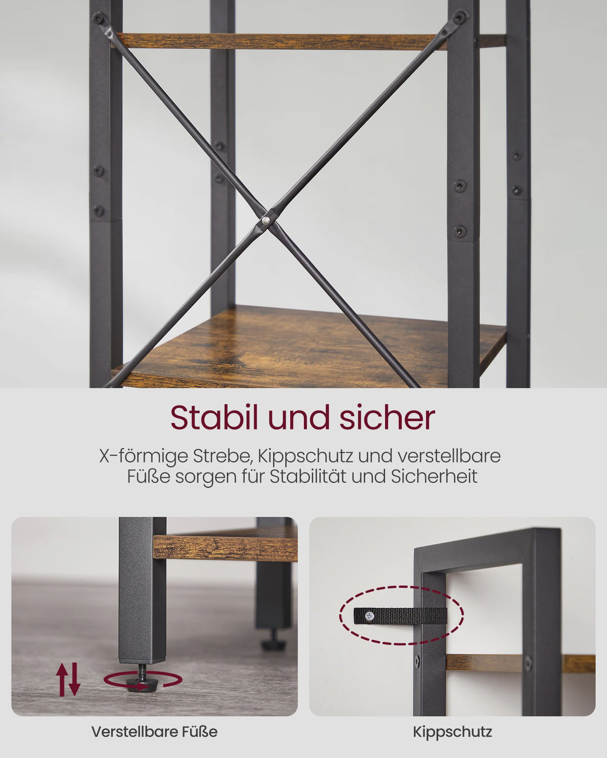 Schoenenrek met 10 vakken, smal en hoog, stalen frame, industrieel design