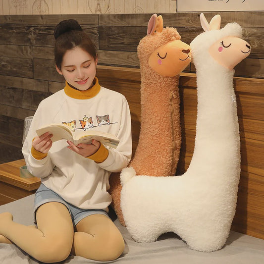 XL Alpaca Knuffelkussen 130cm - Zacht Pluche Llama Kussen voor Kinderen en Volwassenen