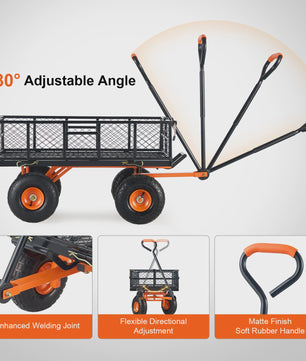 Robuuste Metalen Tuinwagen met 400/880lbs Capaciteit - Veelzijdige Transportkar