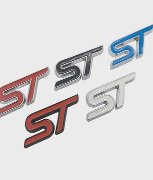 ST Grille Badge Embleem Sticker - Rood/Blauw Chroom - Voor Ford Fiesta, Focus, Mondeo