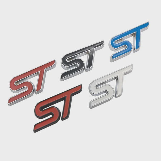 ST Grille Badge Embleem Sticker - Rood/Blauw Chroom - Voor Ford Fiesta, Focus, Mondeo